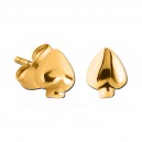 Spade Molded Gold PVD 316L Steel Earrings Ear Studs Pair