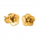 Flower Molded Gold PVD 316L Steel Earrings Ear Studs Pair