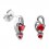 Ohrringe Stud Stahl 316L Halb-Schmetterling Zwei Rote Strasssteine