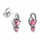 Ohrringe Stud Stahl 316L Halb-Schmetterling Zwei Rosanem Strasssteine