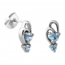 Two Turquoise Strass Half-Butterfly 316L Steel Earrings Ear Stud Pair