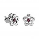 Ohrringe Kind 925 Sterlingsilber Kontur Blume Strass Lila
