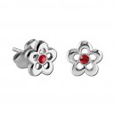 Ohrringe Kind 925 Sterlingsilber Kontur Blume Strass Rot