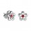 Ohrringe Kind 925 Sterlingsilber Kontur Blume Strass Rot