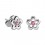 Ohrringe Kind 925 Sterlingsilber Kontur Blume Strass Rosa