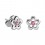 Pink Strass Flower Contour 925 Sterling Silver Child Earrings Ear Studs