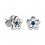 Ohrringe Kind 925 Sterlingsilber Kontur Blume Strass Dunkelblau