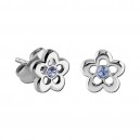 Ohrringe Kind 925 Sterlingsilber Kontur Blume Strass Hellblau