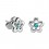 Ohrringe Kind 925 Sterlingsilber Kontur Blume Strass T&uuml;rkis