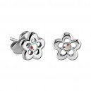 Ohrringe Kind 925 Sterlingsilber Kontur Blume Strass Mehrfarbig