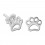 Dog Paw Contour 925 Sterling Silver Child Earrings Ear Studs Pair