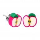 Ohrringe Kind Stud Acryl Fimo UV Apfel Scheibe