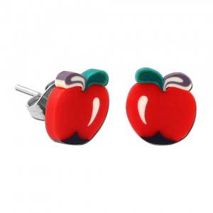 Ohrringe Kind Stud Acryl Fimo UV Apfel