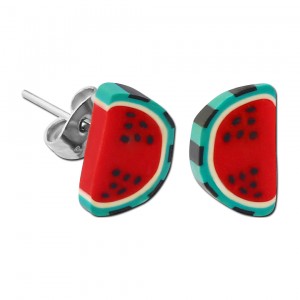 Ohrringe Kind Stud Acryl Fimo UV Wassermelone Scheibe