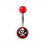 Transparent Red Acrylic Belly Bar Navel Button Ring w/ Skull