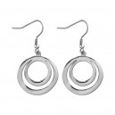 Double Circle Contour 316L Steel Hanging Earrings Ear Pair