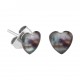 Ohrringe Ohrstecker Stud Stahl 316L Synthetisches Perlmutt Herz Schwarz