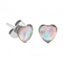 White Heart Synthetic Nacre 316L Steel Earrings Ear Studs Pair