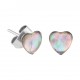 Pendientes Studs Acero 316L Sintético Nácar Corazón Blanco