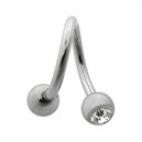 Helix- / Spiral-Piercing Chirurgenstahl Zwei Weiße Strasssteine