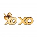 Xoxo Molded Gold PVD 316L Steel Earrings Ear Studs Pair