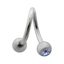 Helix- / Spiral-Piercing Chirurgenstahl Zwei Hellblaue Strasssteine