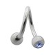 Helix- / Spiral-Piercing Chirurgenstahl Zwei Hellblaue Strasssteine