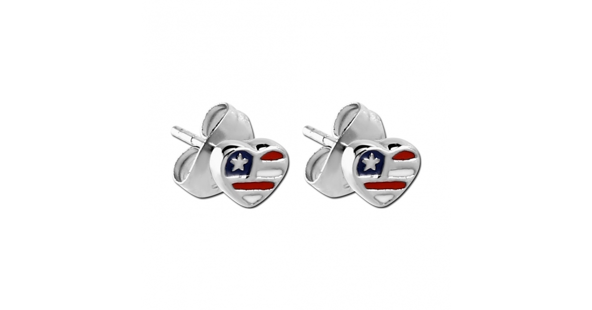 Boucles D'oreilles Drapeaux - USA, Grande-Bretagne, Canada - Acrylique Et Métal - 7mm