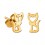 Cat Contour Molded Gold PVD 316L Steel Earrings Ear Studs Pair