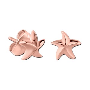 Sea Stars Molded Pink PVD 316L Steel Earrings Ear Studs Pair