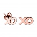 Xoxo Molded Pink PVD 316L Steel Earrings Ear Studs Pair