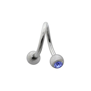 Helix- / Spiral-Piercing Chirurgenstahl Zwei Dunkelblaue Strasssteine