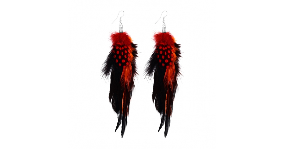 Boucles D'oreilles Pendantes En Plumes Noires Avec Perles - Dormeuses En Acier Inoxydable - Neuves Sans Emballage