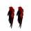 Red Dots Black Long Feather 316L Steel Earrings Ear Studs Pair