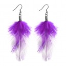 Purple Simple Feather 316L Steel Earrings Ear Studs Pair