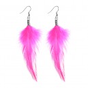 Pink Simple Feather 316L Steel Earrings Ear Studs Pair