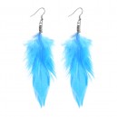 Blue Simple Feather 316L Steel Earrings Ear Studs Pair