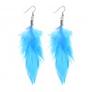 Ohrringe Stahl 316L Feder Schlicht Blau
