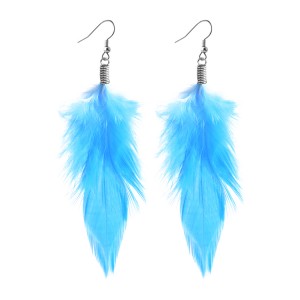 Ohrringe Stahl 316L Feder Schlicht Blau
