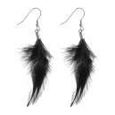 Black Simple Feather 316L Steel Earrings Ear Studs Pair