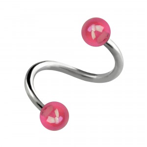 Spiral-Piercing Helix Acryl Schimmernd Kugeln Rosa