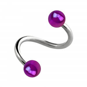 Spiral-Piercing Helix Acryl Schimmernd Kugeln Lila
