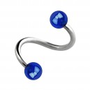 Spiral-Piercing Helix Acryl Schimmernd Kugeln Blau
