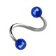 Blue Shimmering Acrylic Helix Piercing Twisted Ring w/ Balls