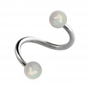 Spiral-Piercing Helix Acryl Schimmernd Kugeln Weiß
