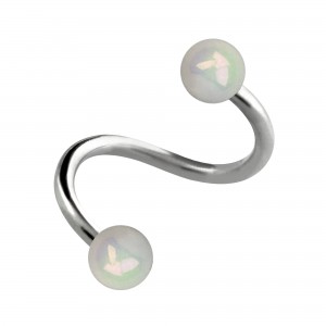 Spiral-Piercing Helix Acryl Schimmernd Kugeln Weiß