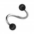 Spiral-Piercing Helix Acryl Schimmernd Kugeln Schwarz