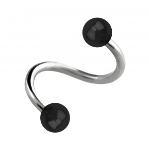 Spiral-Piercing Helix Acryl Schimmernd Kugeln Schwarz