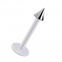 Labret- / Tragus-Piercing Stecker Bioflex PTFE Wei&szlig; Spitze Stahl 316L