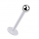 Labret- / Tragus-Piercing Stecker Bioflex PTFE Wei&szlig; Kugel Stahl 316L